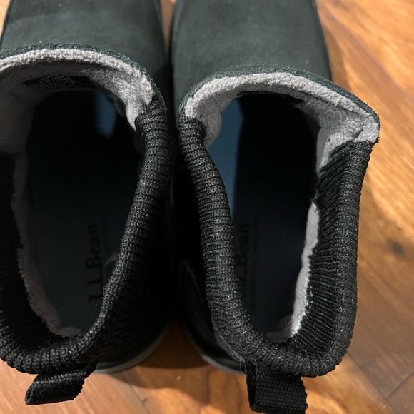 LL BEAN Black Suede Insulated Pull On  Winter Snow Boots Shoes Womens Size 7.5 main image 5